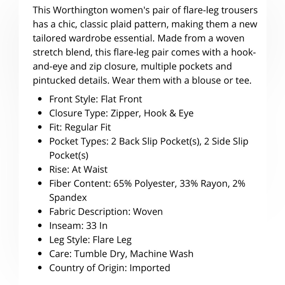 Worthington Houndstooth High Rise Flare Dress Pants - Picture 5 of 5